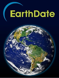 EarthDate logo above a photograph of Earth from space